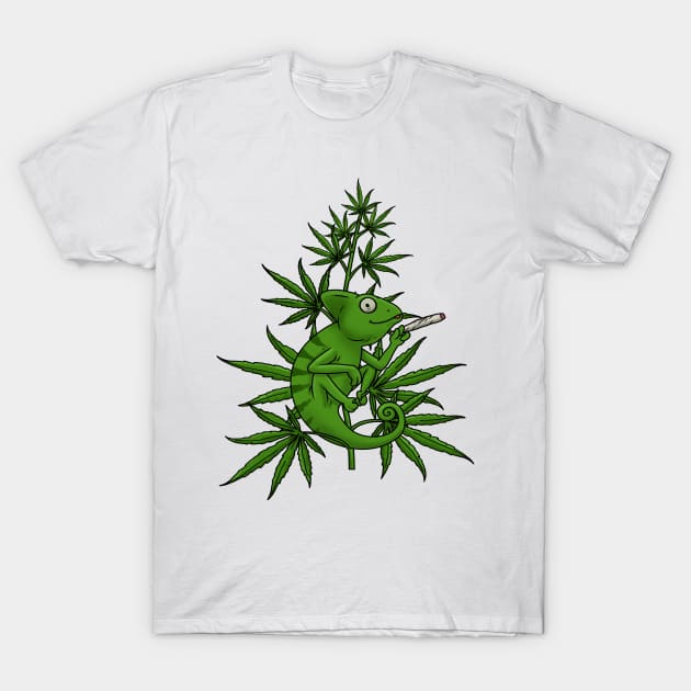 Smoke Weed Marijuana Tshirt Cannabis Shirt Stoner Chameleon T-Shirt by PomegranatePower